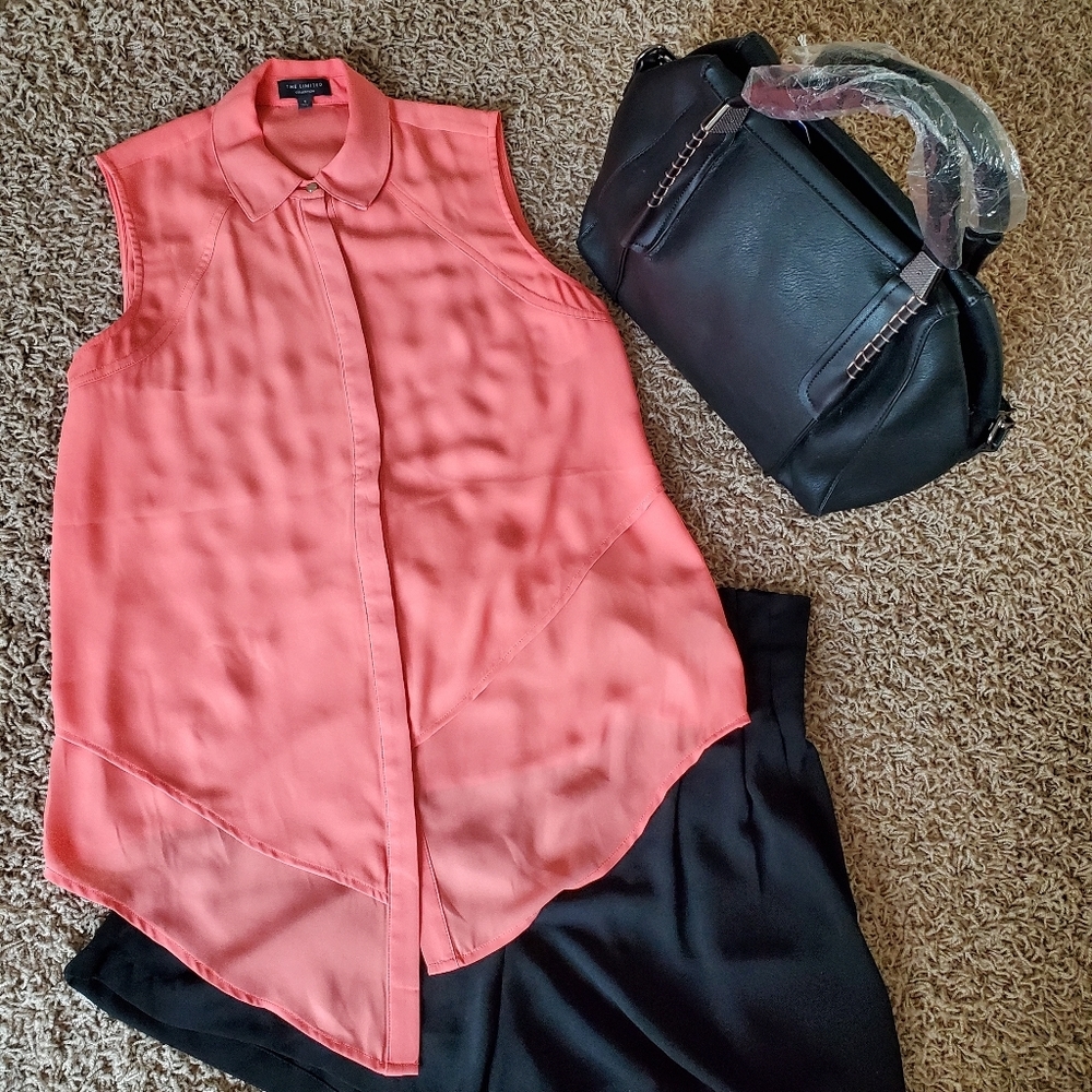 The Limited Asymmetrical Button Up Sleeveless Collared Blouse Women's Small